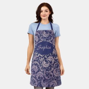 Elegantes, Vintages Lila Damask-Muster Schürze