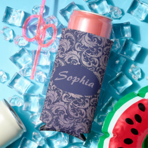 Elegantes, Vintages Lila Damask-Muster Selters Dosenkühler