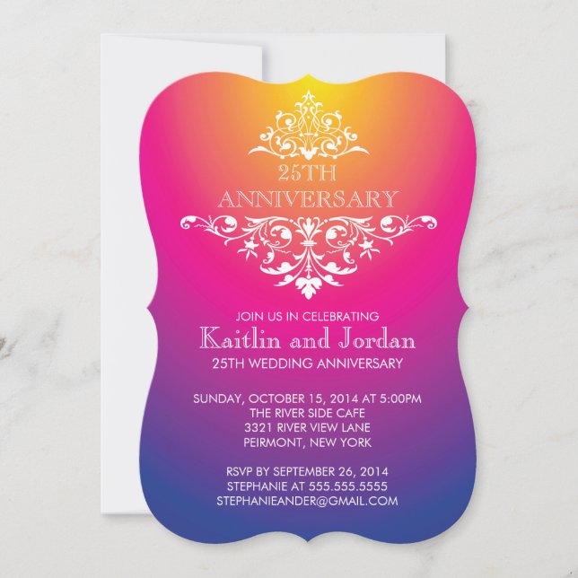 Elegantes Vintages Lila Party zum Blüh Jubiläum Einladung (Vorderseite)