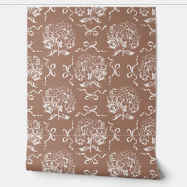 Elegantes Vintages Mocha Brown Hydrangea Bow Muste Tapete