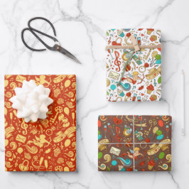 Elegantes Vintages Muster Geschenkpapier Set