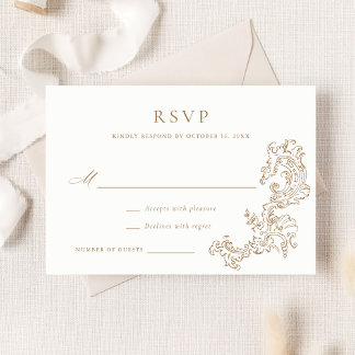 Elegantes Vintages Ornament Design Gold Wedding RS Einladung