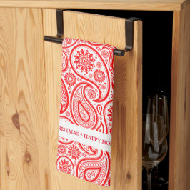Elegantes Vintages Paisley-Muster in Rot und Weiß Geschirrtuch