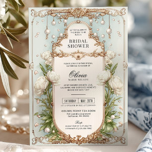 Elegantes Vintages Pearl Brautparty Einladung