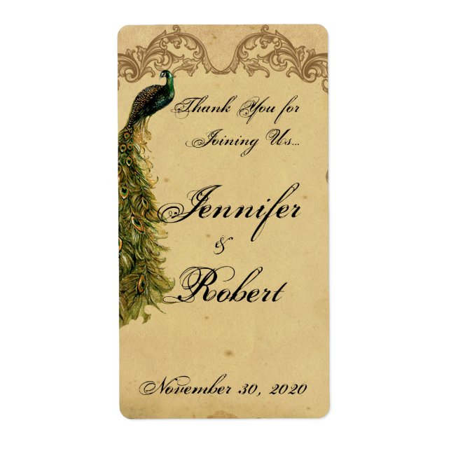 Elegantes Vintages Pfauenpfauen Hochzeitsfest (Vorne)