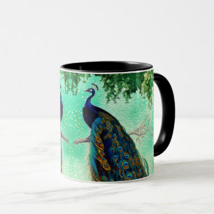 Elegantes Vintages Pfauenwerk   Tasse