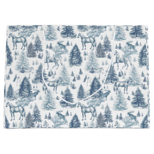 Elegantes Vintages Pferd im Schneewaldtoil Große Geschenktüte