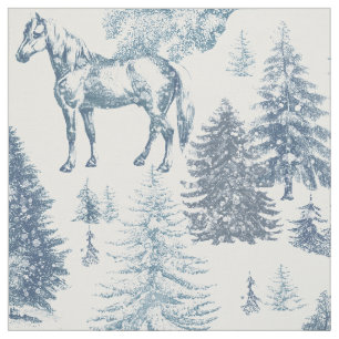 Elegantes Vintages Pferd im Schneewaldtoil Stoff
