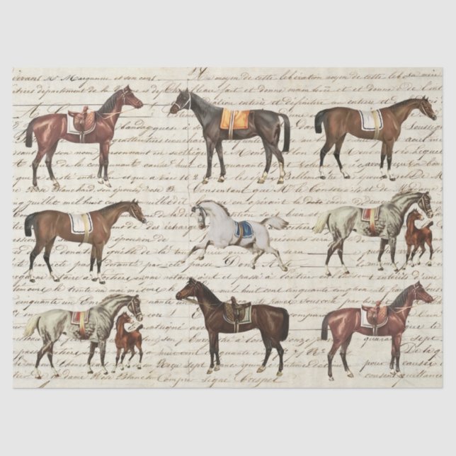 Elegantes Vintages Pferdeschlittenschreiben Seidenpapier (Vorderseite)