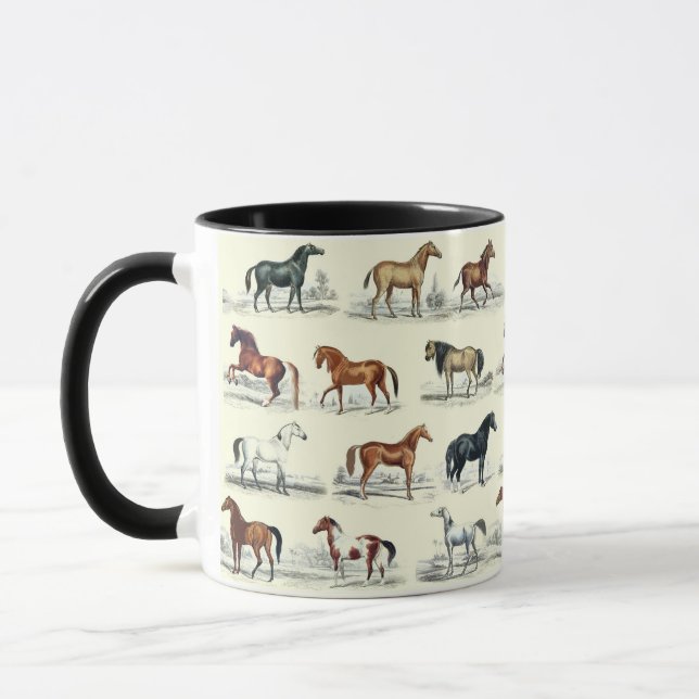 Elegantes Vintages Pferdezuchtmuster Tasse (Links)