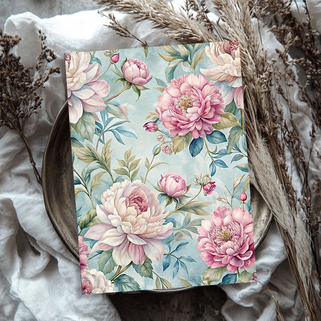 Elegantes, Vintages Pink-Erdnusspapier Seidenpapier (Elegant vintage pink peonies tissue paper)