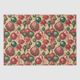 Elegantes Vintages Red Green Christmas Baubles Gol Seidenpapier