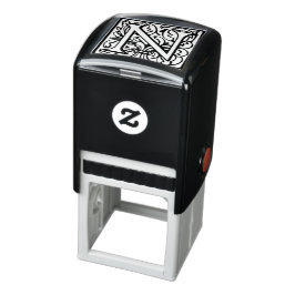 Elegantes Vintages Renaissance Letter N Monogramm Permastempel