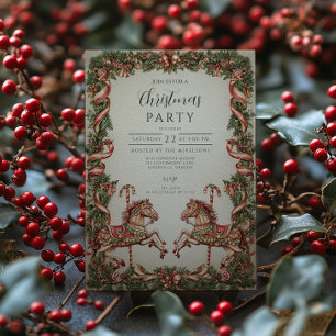 Elegantes Vintages Rocking Horse Weihnachten Einladung