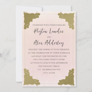 Elegantes Vintages Rosa Gold Einladung