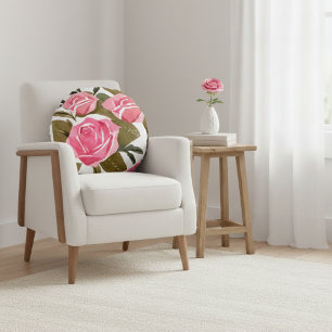Elegantes Vintages Rosa Rose Bouquet Rundkissen Rundes Kissen