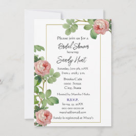 Elegantes Vintages Rosa Rose Brautparty Einladung