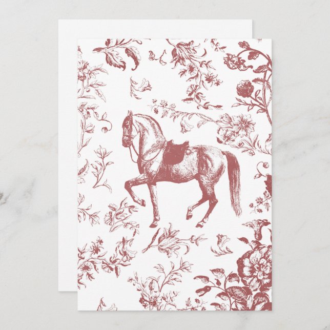 Elegantes Vintages Rosa Rosewood Einladung (Vorne/Hinten)