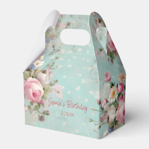 Elegantes Vintages Rosa und Weiße Blüte auf Minze Geschenkschachtel