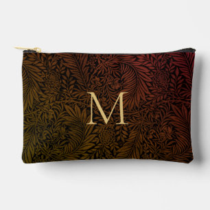 Elegantes Vintages Rost Orange Floral Gold Monogra Zubehörtasche