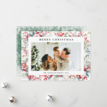 Elegantes Vintages Rotes Berries Frohe Weihnachts-