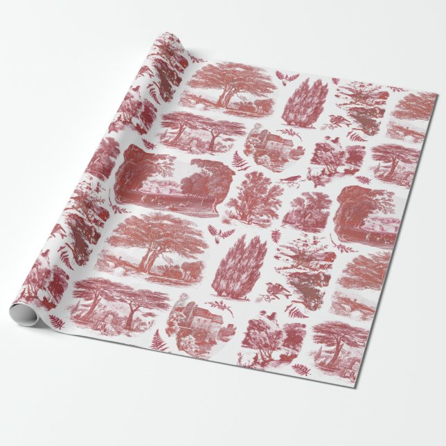 Elegantes Vintages Rotes Land Geschenkpapier (Ungerollt)