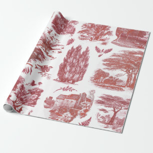 Elegantes Vintages Rotes Land Geschenkpapier