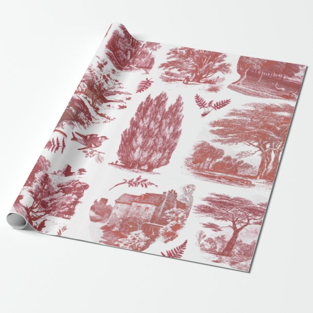 Elegantes Vintages Rotes Land Geschenkpapier (Ungerollt)