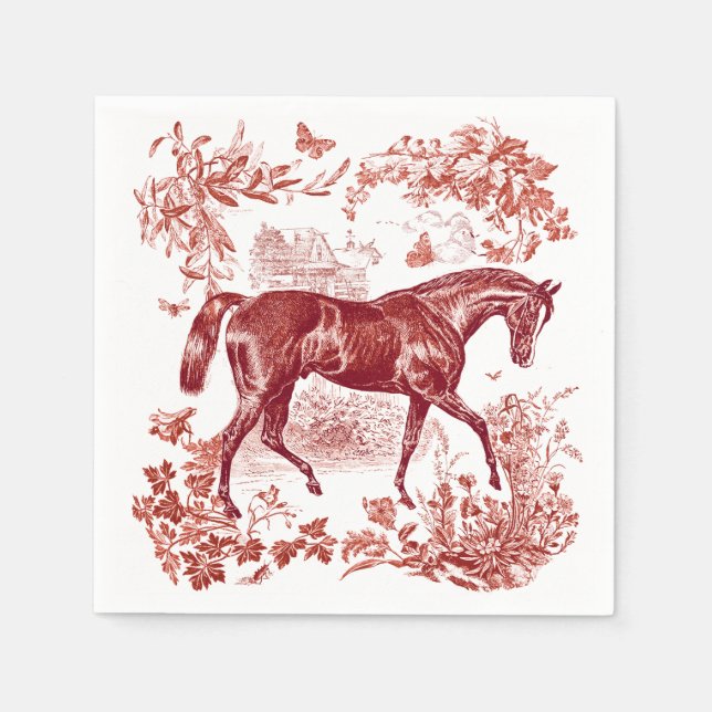 Elegantes Vintages Rotes Pferd Serviette (Vorderseite)