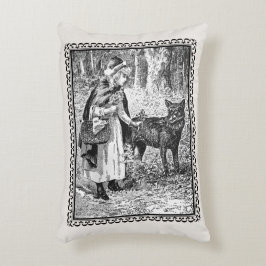 Elegantes Vintages Rotes Riding Hood Basket Woods Zierkissen
