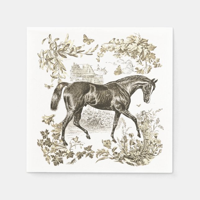 Elegantes Vintages Rustikales Beige Rodelbahn Serviette (Vorderseite)