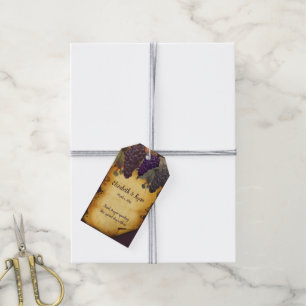 Elegantes Vintages, rustikales Papier, Weintrauben Geschenkanhänger