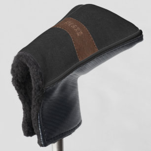 Elegantes Vintages schwarz-braunes Leder Golf Headcover