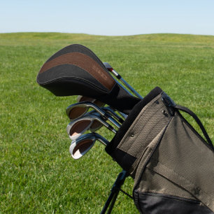 Elegantes Vintages schwarz-braunes Leder Golf Headcover
