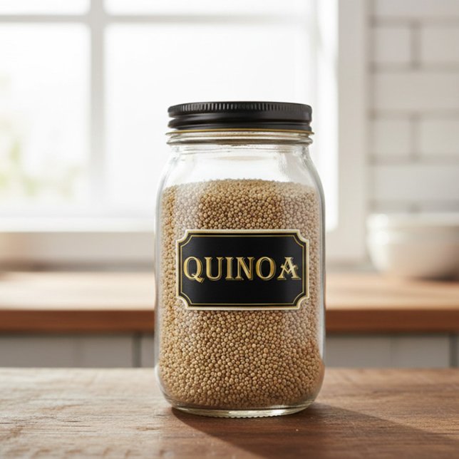 Elegantes Vintages Schwarz-Gold-Pantry-Label Aufkleber (Von Creator hochgeladen)