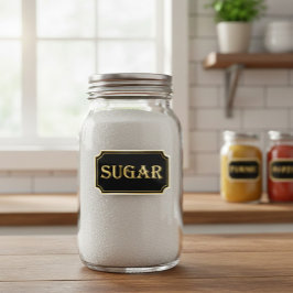 Elegantes Vintages Schwarz-Gold-Pantry-Label Aufkleber