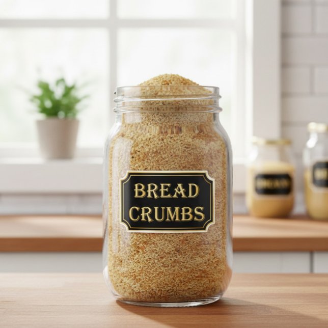 Elegantes Vintages Schwarz-Gold-Pantry-Label Aufkleber (Von Creator hochgeladen)