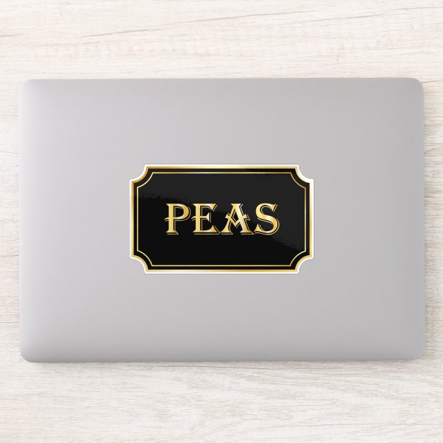 Elegantes Vintages Schwarz-Gold-Pantry-Label Aufkleber (Computer)