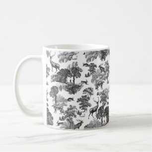 Elegantes Vintages Schwarz-weißes Hirschmuster Kaffeetasse
