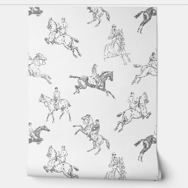 Elegantes Vintages Schwarz-weißes Reiten Tapete