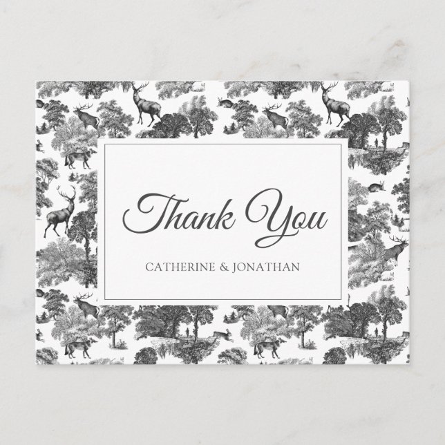 Elegantes Vintages Schwarz-weißes Toile Deer Postkarte (Vorderseite)