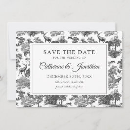 Elegantes Vintages Schwarz-weißes Toile Deer Save The Date