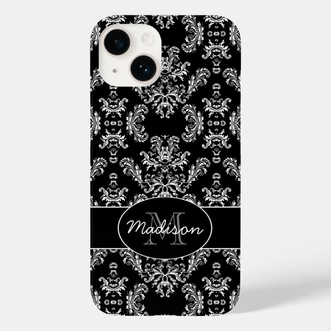 Elegantes, Vintages Schwarzes Monogramm Case-Mate iPhone Hülle (Rückseite)