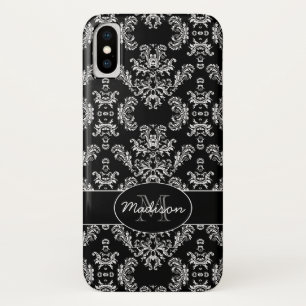 Elegantes, Vintages Schwarzes Monogramm iPhone X Hülle