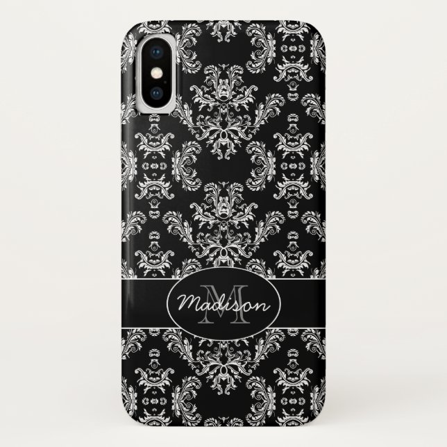 Elegantes, Vintages Schwarzes Monogramm Case-Mate iPhone Hülle (Rückseite)