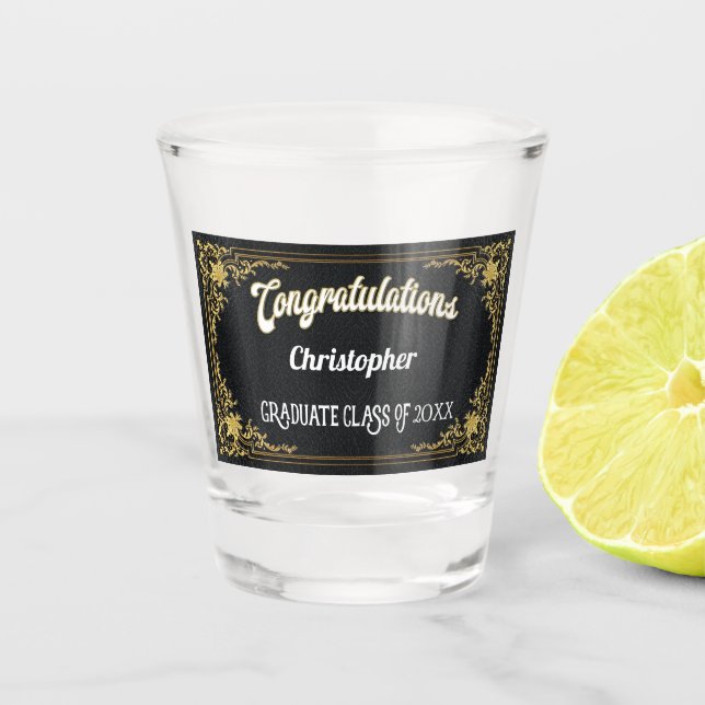 Elegantes Vintages schwarzes Schnapsglas (Vorderseite)