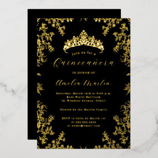 Elegantes Vintages Schwarzes Schwarzes Meer Folieneinladung