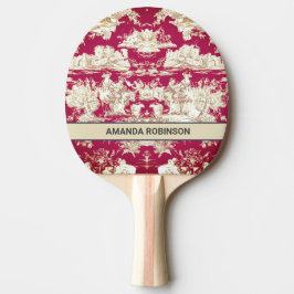 Elegantes Vintages Seetoile de jouy Monogramm Tischtennis Schläger