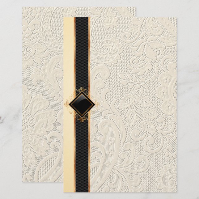 Elegantes, Vintages Spitzentexturpapier Briefpapier (Vorne/Hinten)