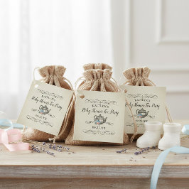 Elegantes Vintages Tea Party | Babydusche Geschenkanhänger